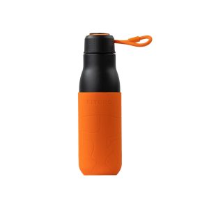 Eltoro Stainless Steel Bottle 500ml Black With Orange Sleeve - Tashqila