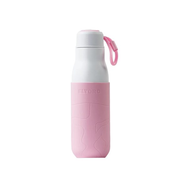 Eltoro Stainless Steel Bottle 500ml White With Pink Sleeve - Tashqila