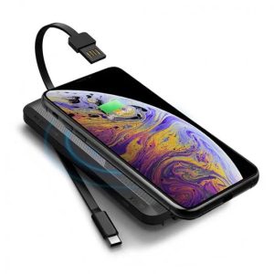 iWalk Scorpion Air 8000 Mah Power Bank With Wireless Charging & In-Built Cables - Black - Tashqila