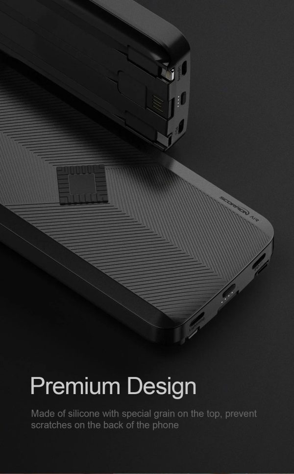 iWalk Scorpion Air 8000 Mah Power Bank With Wireless Charging & In-Built Cables - Black - Tashqila
