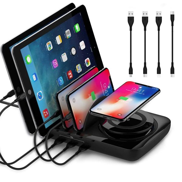 Soopii Wiv6 - 5In1 - 4 Ports Usb and Wireless Charging Station - Black - Tashqila