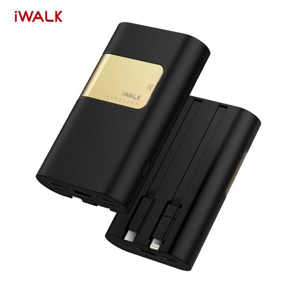 iWalk Secretary+ 10000 Mah With In-Built Cables - Black - Tashqila