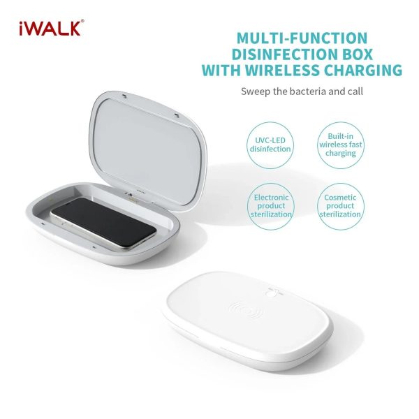 iWalk Capsule Multi-Function Disinfection Box With 10W Wireless Charging - White - Tashqila