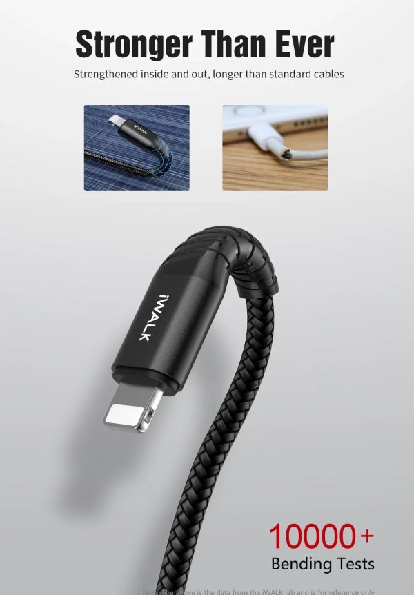 iWalk 18W Twister PD Ultra Flexible Qc 1M Type-C To Lightning Charge And Sync Cable - Black - Tashqila