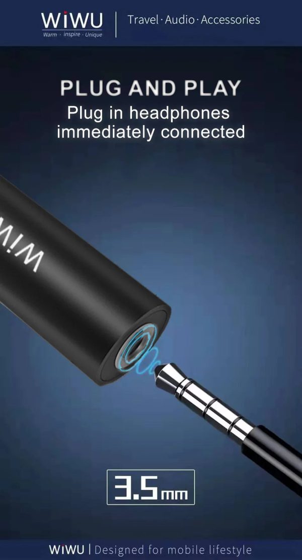 Wiwu St05 Type-C To 3.5 Audio Jack & Type-C Converter (Charging + Music) - Black (12 Month Warranty) - Tashqila