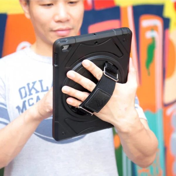 Armor-X Enx Case For iPad Pro 11 2020 Ultra 3 Layers Shockproof Rugged Case With Hand Strap & Kick Stand & Pen Holder- Black - Tashqila