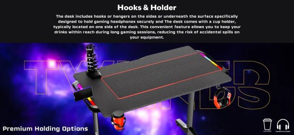 Twisted Minds T Shaped Gaming Desk Carbon Fiber Texture - Tashqila