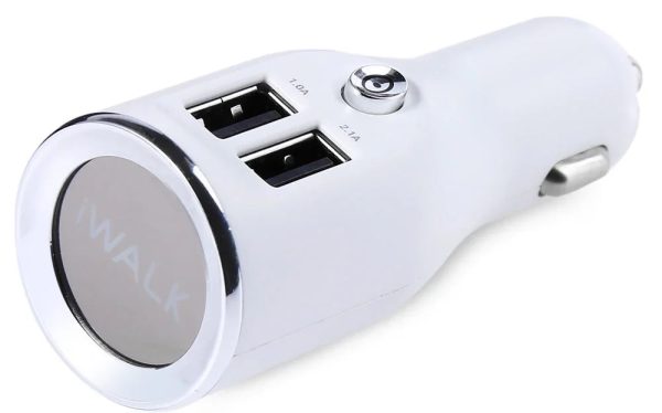 iWalk Dual Usb Car Charger - White - Tashqila