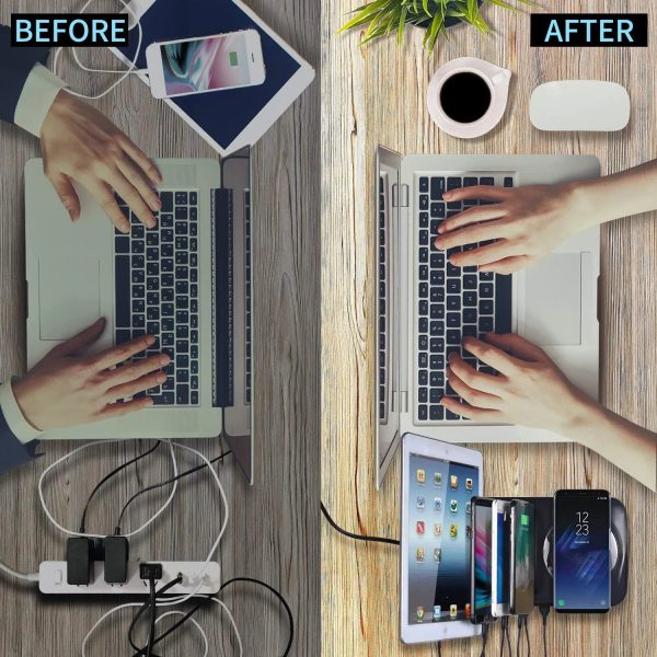 Soopii Wiv6 - 5In1 - 4 Ports Usb and Wireless Charging Station - Black - Tashqila
