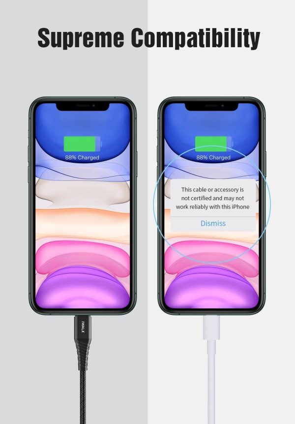 iWalk 18W Twister PD Ultra Flexible Qc 1M Type-C To Lightning Charge And Sync Cable - Black - Tashqila
