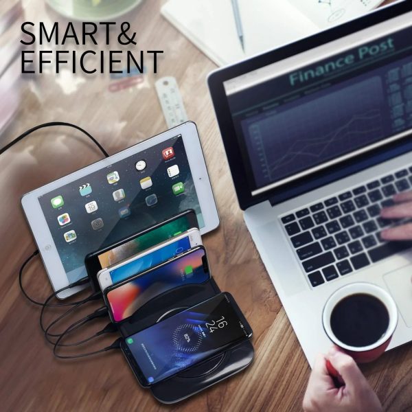 Soopii Wiv6 - 5In1 - 4 Ports Usb and Wireless Charging Station - Black - Tashqila