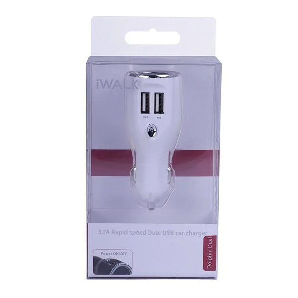 iWalk Dual Usb Car Charger - White - Tashqila