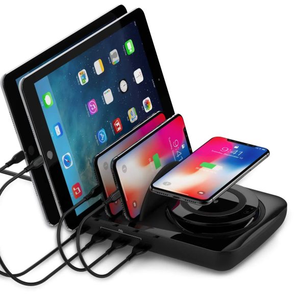 Soopii Wiv6 - 5In1 - 4 Ports Usb and Wireless Charging Station - Black - Tashqila