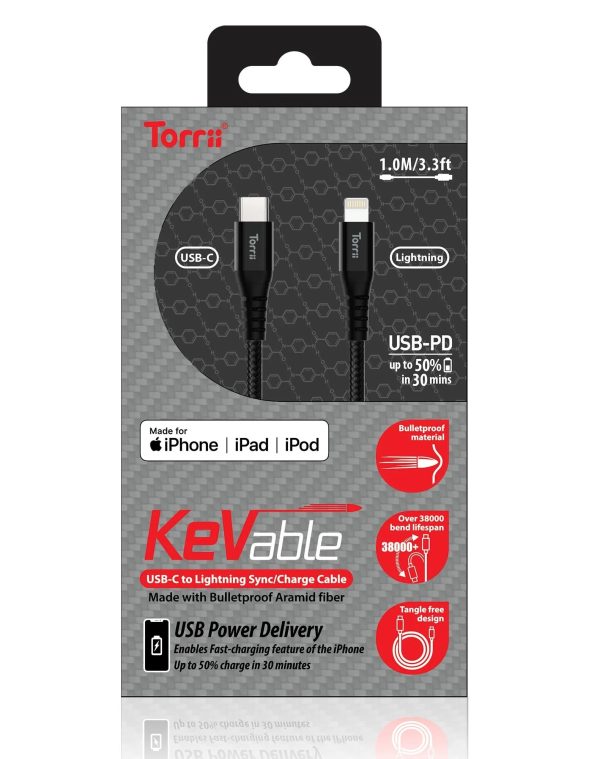 Torrii Kevable Type-C To Mfi Lightning Cable - Black - Tashqila