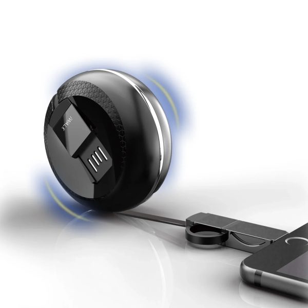 iWalk Retractable 2 In 1 Micro Usb And Lightning Cable - Black - Tashqila