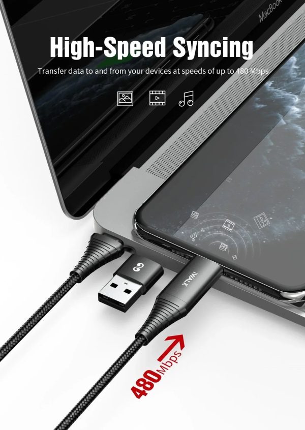 iWalk 60W 4in1 Twister Duo Cable 1M Cable - Black - Tashqila