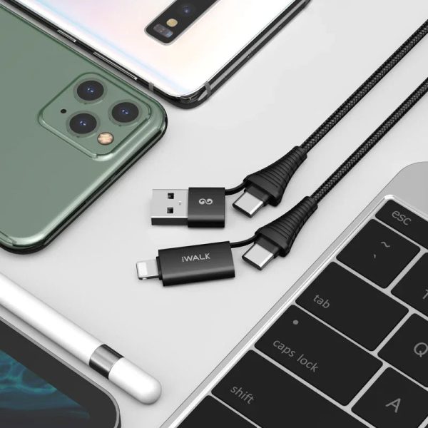 iWalk 60W 4in1 Twister Duo Cable 1M Cable - Black - Tashqila