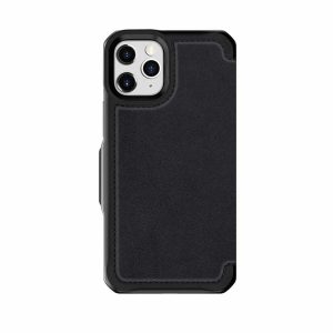Itskins Hybrid Folio Leather iPhone 12 & 12 Pro Cover - Black With Real Leather - Tashqila