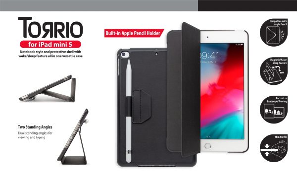 Torrii Torrio Wallet For iPad Mini 5 2019 With Apple Pencil Holder - Black - Tashqila