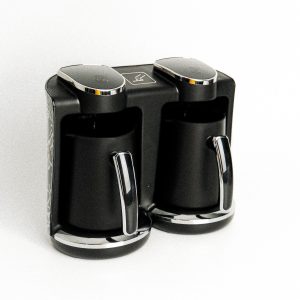 Kanak Double Turkish Coffee Maker 250ml - Black & Silver - Tashqila