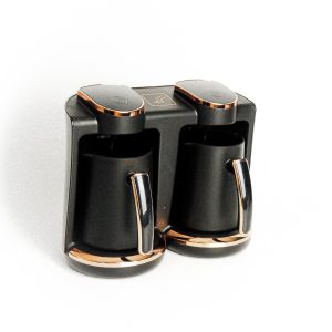 Kanak Double Turkish Coffee Maker 250ml - Black & Gold - Tashqila