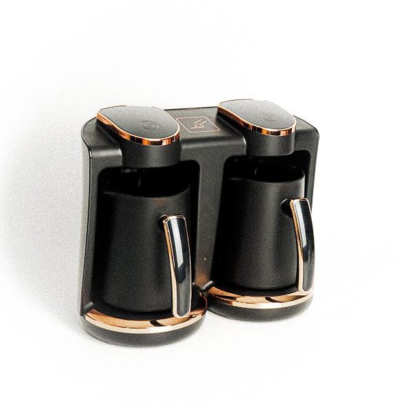 Kanak Double Turkish Coffee Maker 250ml - Black & Gold - Tashqila
