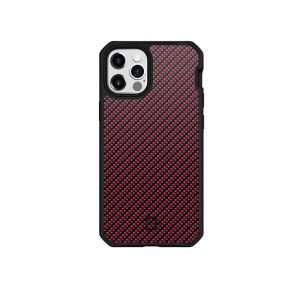 Itskins Hybrid Carbon iPhone 12 & 12 Pro Case - Red Carbon And Red - Tashqila