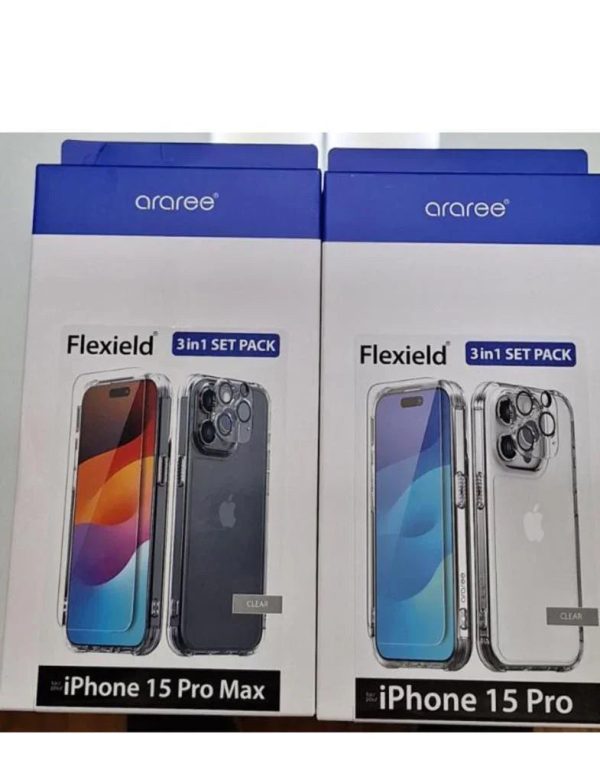 Araree Flexield 3 In 1 Bundle Pack For Apple iPhone 15 Pro - Clear - Tashqila