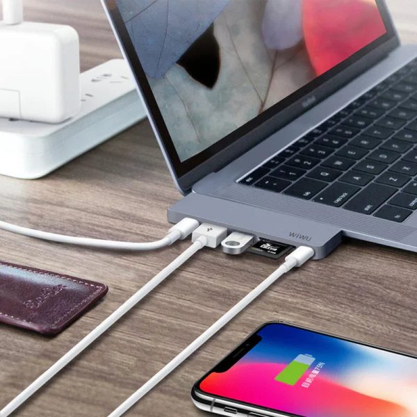 Wiwu Usb Type-C 7 In 1 Hub Aluminum Case For Macbook-T8 - Tashqila