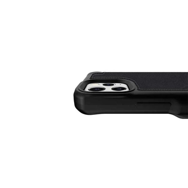 Itskins Hybrid Folio Leather iPhone 12 & 12 Pro Cover - Black With Real Leather - Tashqila