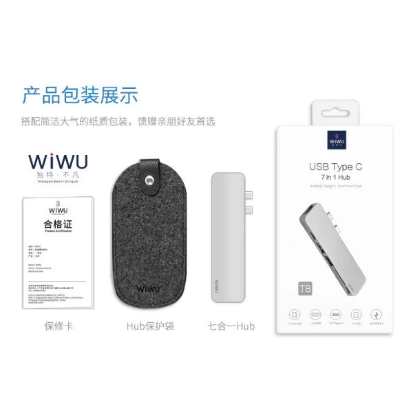 Wiwu Usb Type-C 7 In 1 Hub Aluminum Case For Macbook-T8 - Tashqila