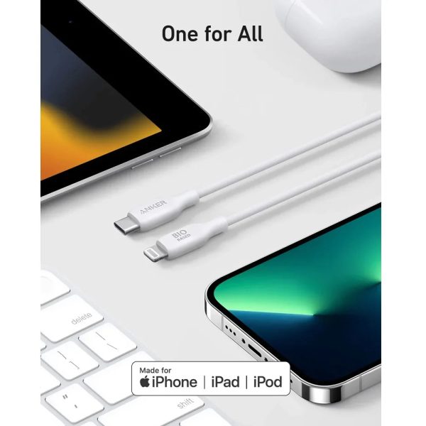 Anker 542 Usb-C To Lightning Cable (Bio-Based) (0.9M/3Ft) -White - Tashqila