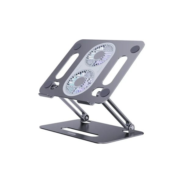 Porodo Alum. Alloy Adjustable Laptop Stand with Cooling Fan- Grey - Tashqila