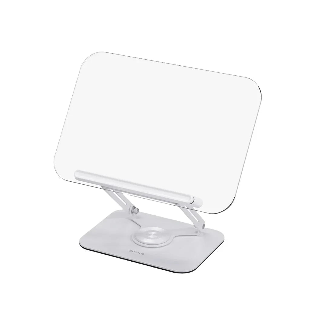 Porodo Transparent 360% Rotatable and Angle Adjustable Tablet Stand - White - Tashqila