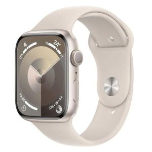 Apple Watch Series 9 GPS + Cellular 45mm Starlight Aluminium Case with Starlight Sport Band – Regular - Tashqila