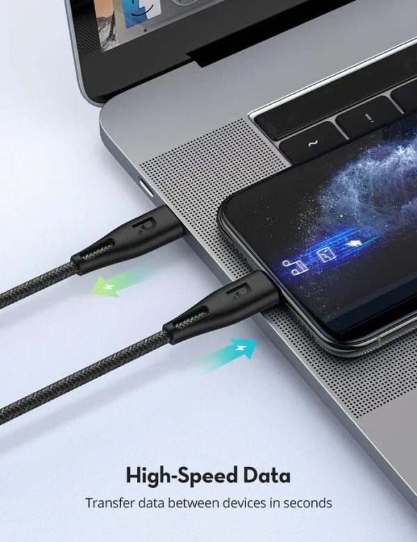 Ravpower Type-C To Lightning Cable 2M Nylon - Black - Tashqila