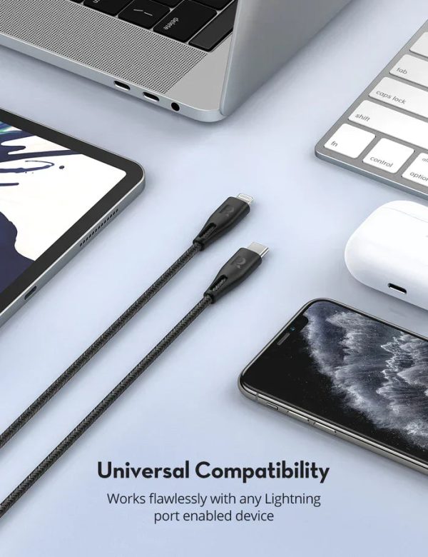 Ravpower Type-C To Lightning Cable 2M Nylon - Black - Tashqila
