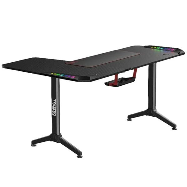 Twisted Minds Warrior L-Shaped RGB Gaming Desk (Right) Black (160*100*75cm) - Tashqila