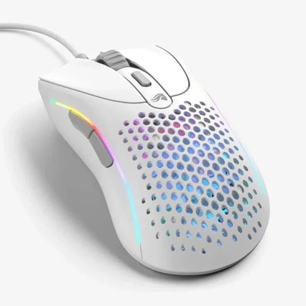 Glorious Model DV2 Wired RGB Gaming Mouse - Matte White - Tashqila