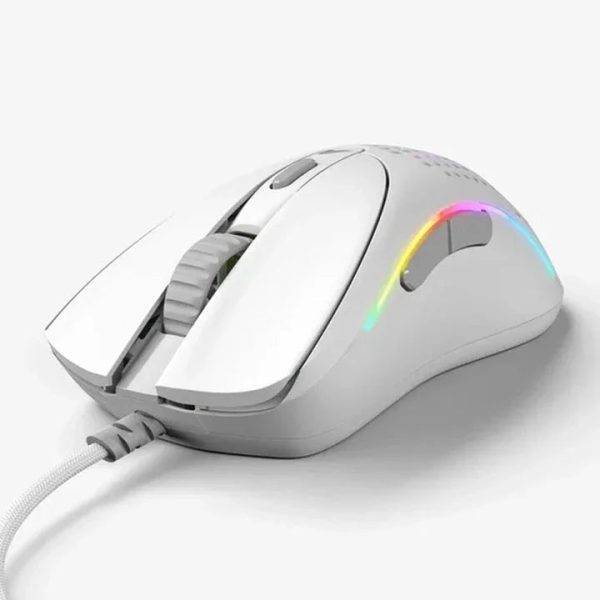 Glorious Model DV2 Wired RGB Gaming Mouse - Matte White - Tashqila