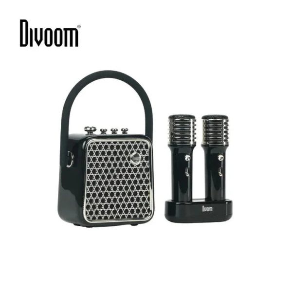 Divoom SongBird SE Speaker with Karaoke Dual Wireless Microphones - Black - Tashqila
