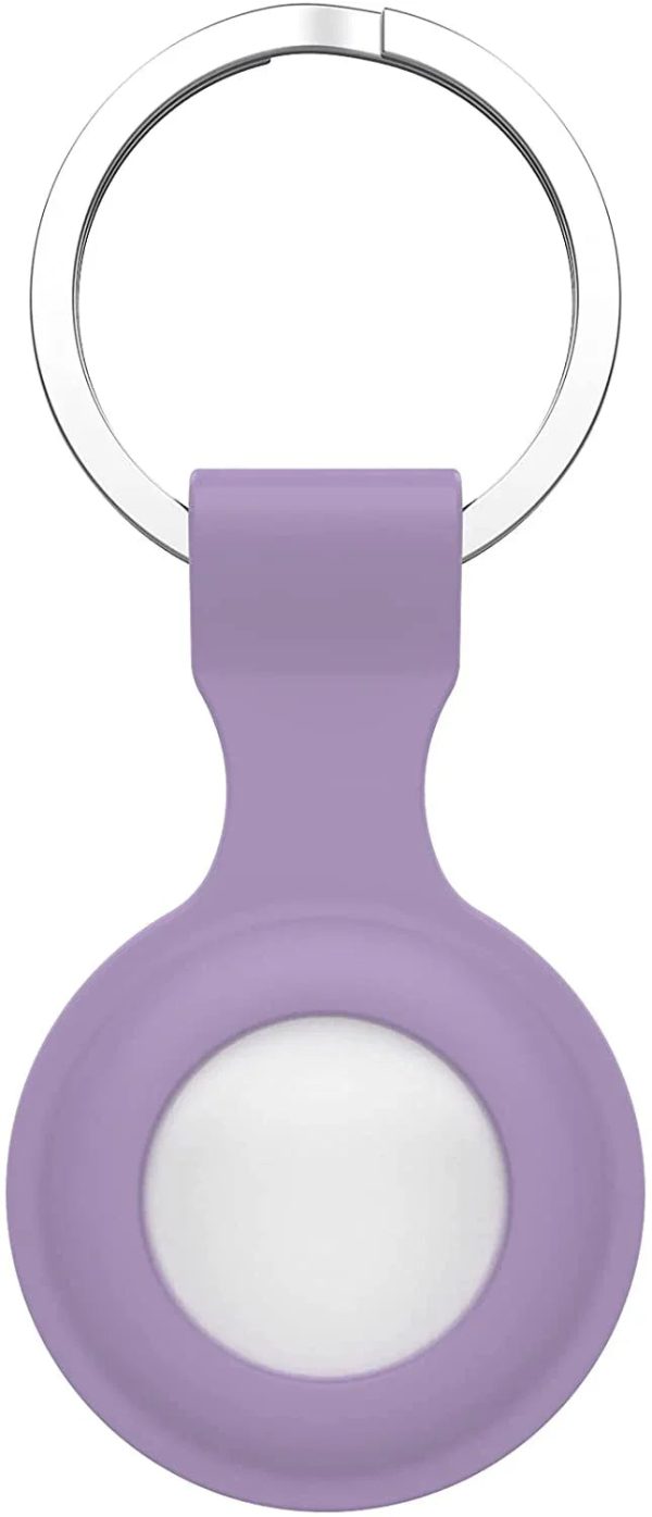 AirTag Silicone Loop With Steel Ring - 2 Pcs Set - Black And Purple - Tashqila
