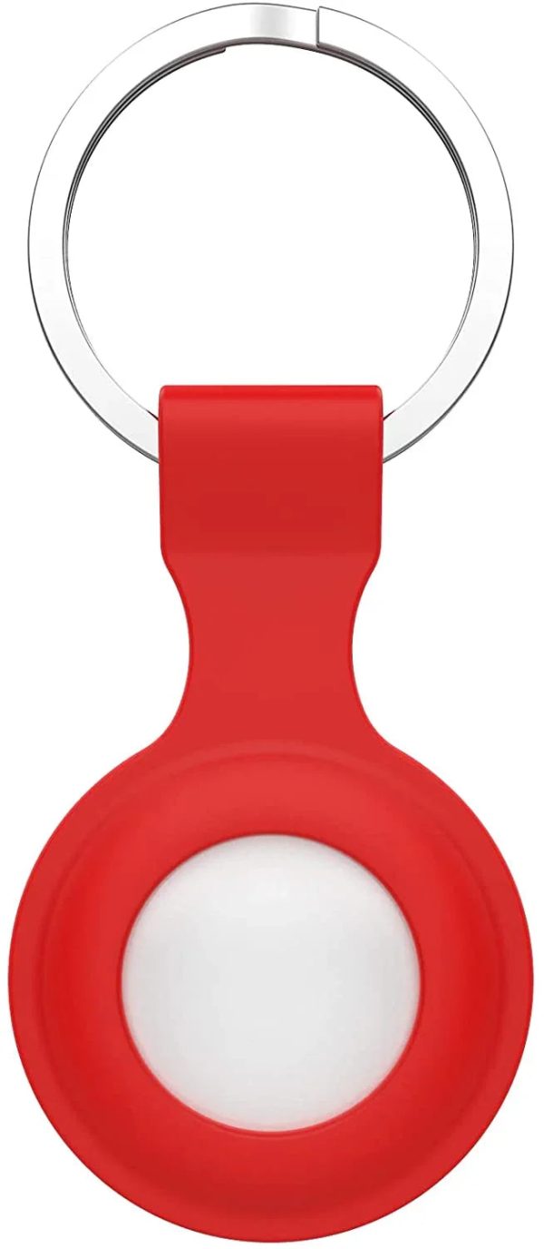 AirTag Silicone Loop With Steel Ring - 2 Pcs Set - Black And Red - Tashqila