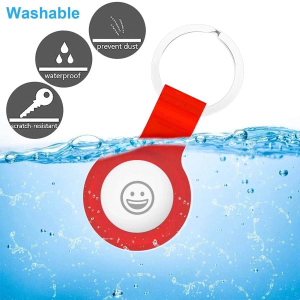 AirTag Silicone Loop With Steel Ring - 2 Pcs Set - Black And Red - Tashqila