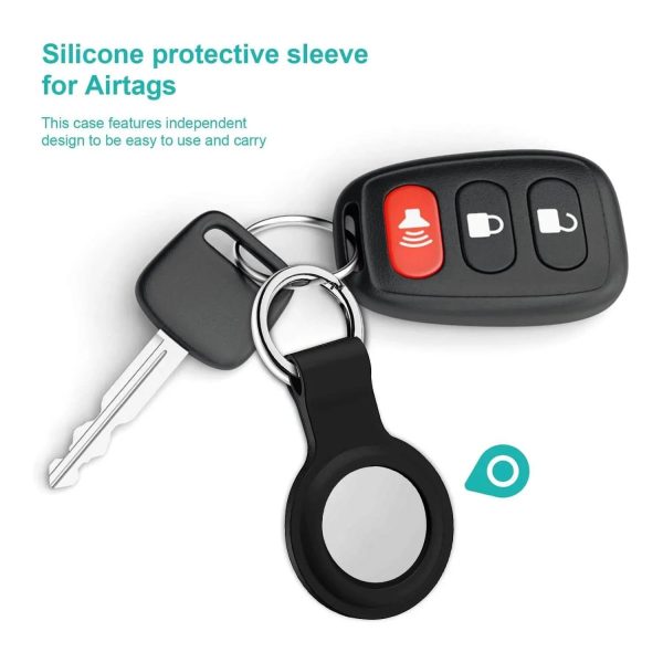AirTag Silicone Loop With Steel Ring - 2 Pcs Set - Black And Red - Tashqila