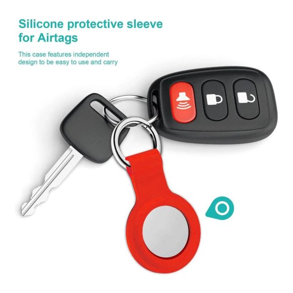 AirTag Silicone Loop With Steel Ring - 2 Pcs Set - Black And Red - Tashqila