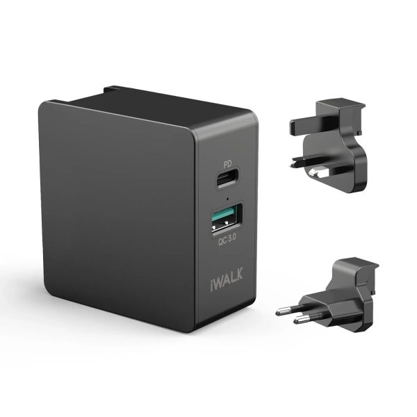 iWalk 36W Travel Adapter Power Delivery & Qc 3.0 Black - Tashqila