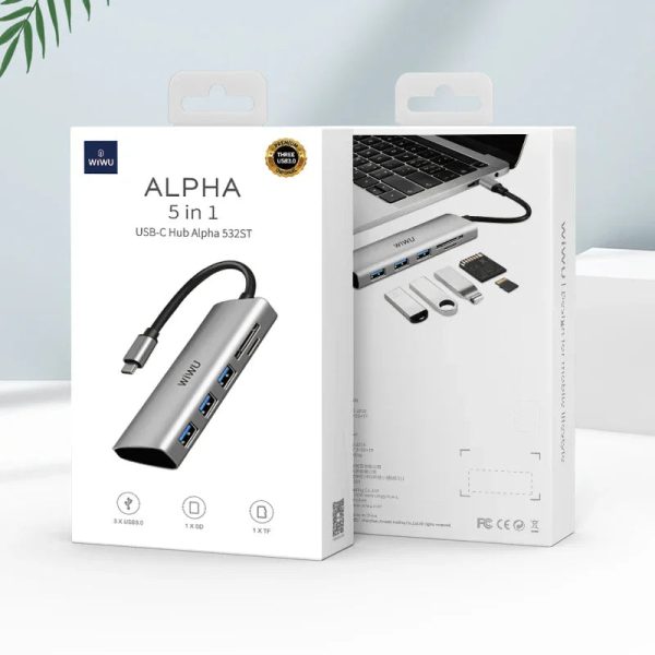 Wiwu Alpha A532St Type-C Hub 5 In 1 - Gray - Tashqila