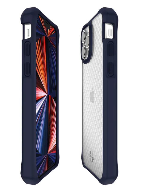 Itskins Hybrid Tek iPhone 13 Pro Max Case - Deep Blue And Transparent - Tashqila
