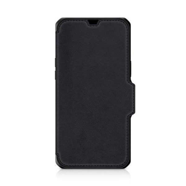 Itskins Hybrid Folio iPhone 13 Pro Max Cover - Black With Real Leather - Tashqila